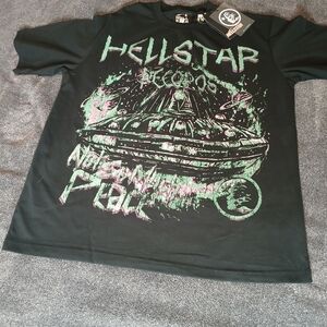 NWT Hellstar Records UFO Tee Black Green Pink Abduction XXL
